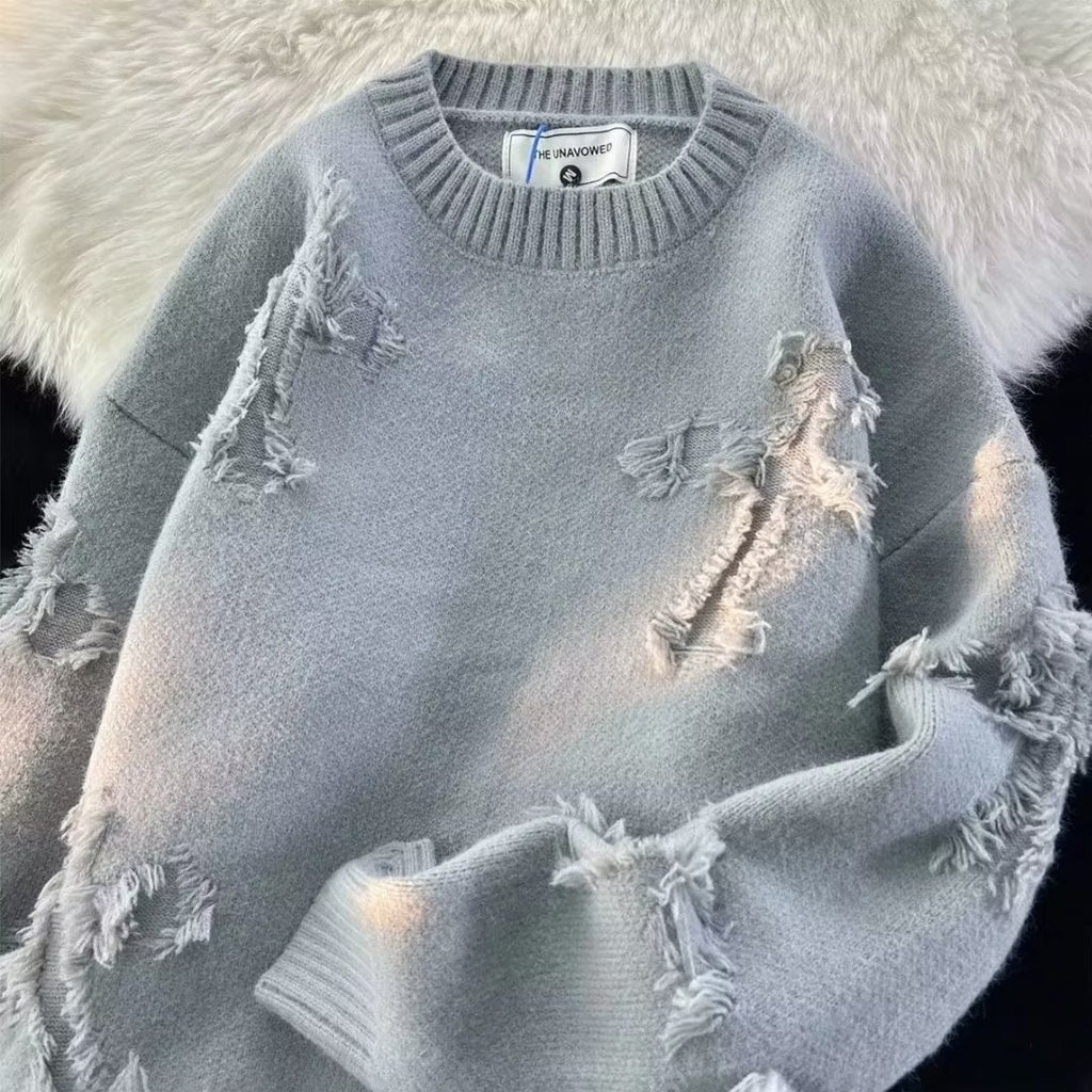 Round-neck knit sweater