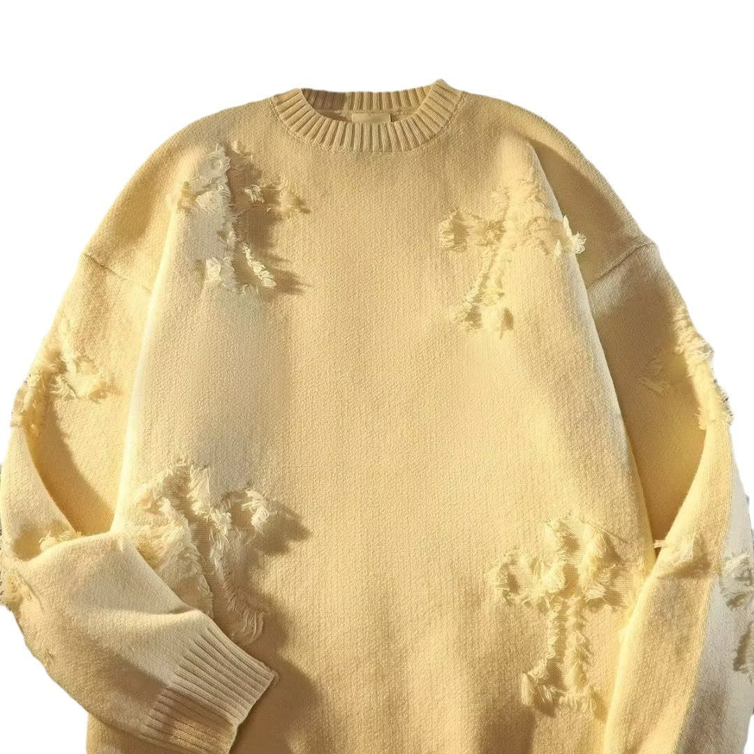 Round-neck knit sweater