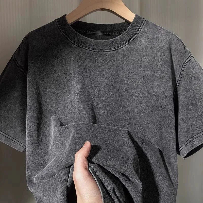 Premium Vintage Washed 260gsm Cotton T Shirt Men Heavyweight USA Stock Apparel