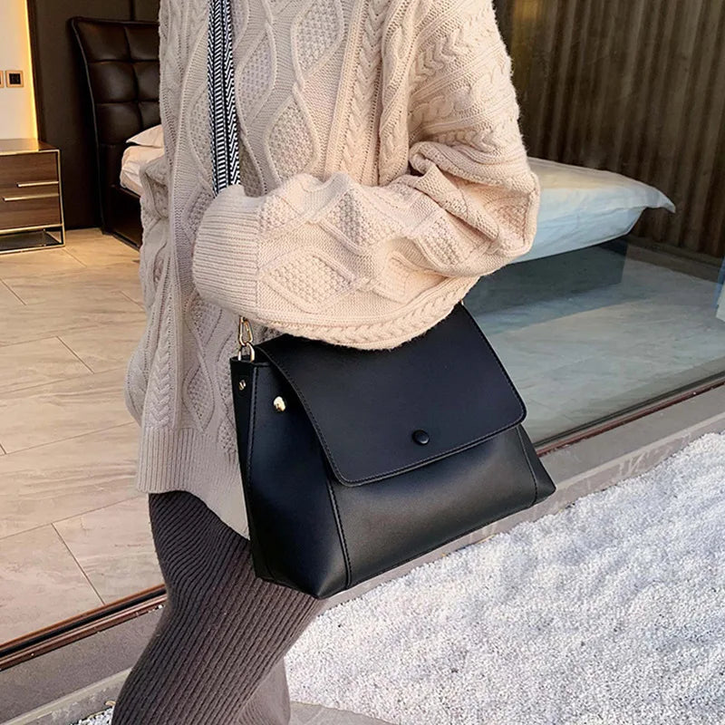 Fashion PU Leather Women Handbag High Capacity 2024 Winter Solid Color Female Shoulder Crossbody Bag Travel Lady Totes Blue