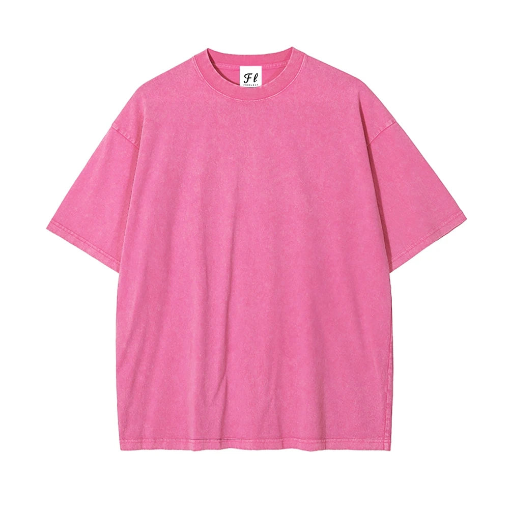 Premium Vintage Washed 260gsm Cotton T Shirt Men Heavyweight USA Stock Apparel