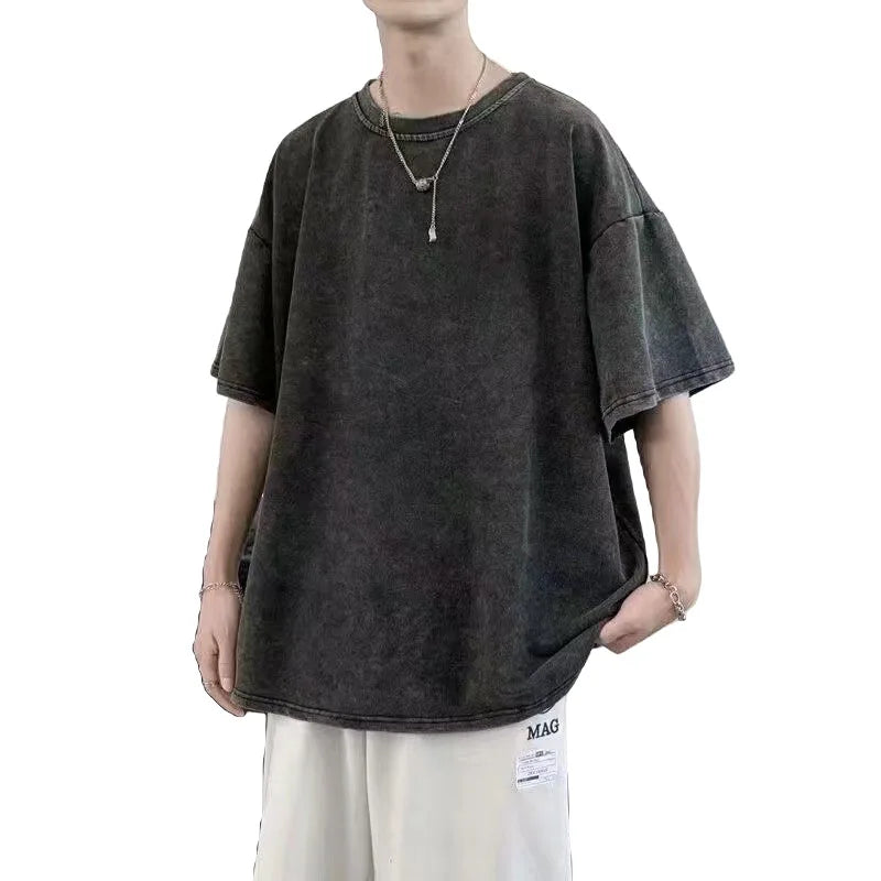 Premium Vintage Washed 260gsm Cotton T Shirt Men Heavyweight USA Stock Apparel
