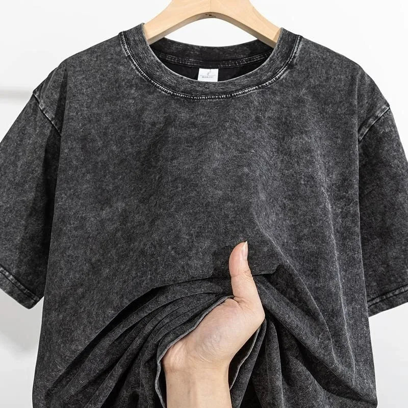 US Stock 260gsm Vintage Washed Cotton T Shirt Men Heavyweight Blank Tee Bulk Supply