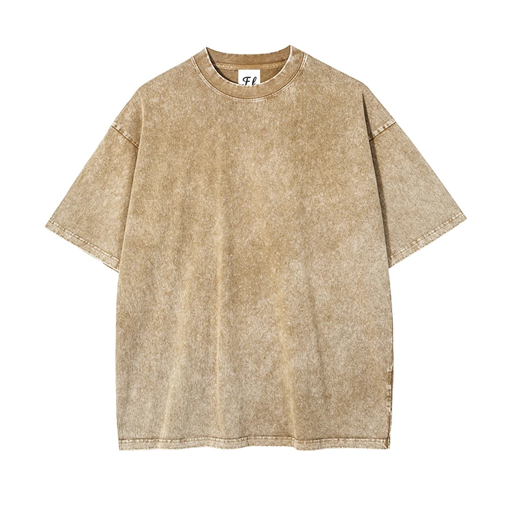 Premium Vintage Washed 260gsm Cotton T Shirt Men Heavyweight USA Stock Apparel