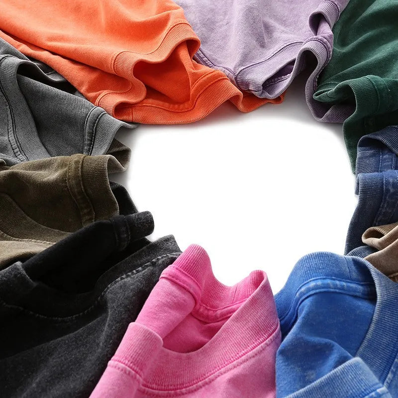 US Warehouse Ready 260G Cotton Vintage Washed Men T Shirt Bulk Orders