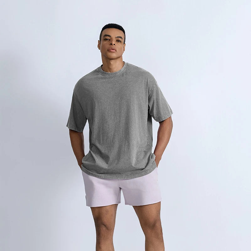 Custom Oversized Men's Short Sleeve Cotton T-shirt High Quality Acid Wash t Shirt Men Blank Men's T-shirts