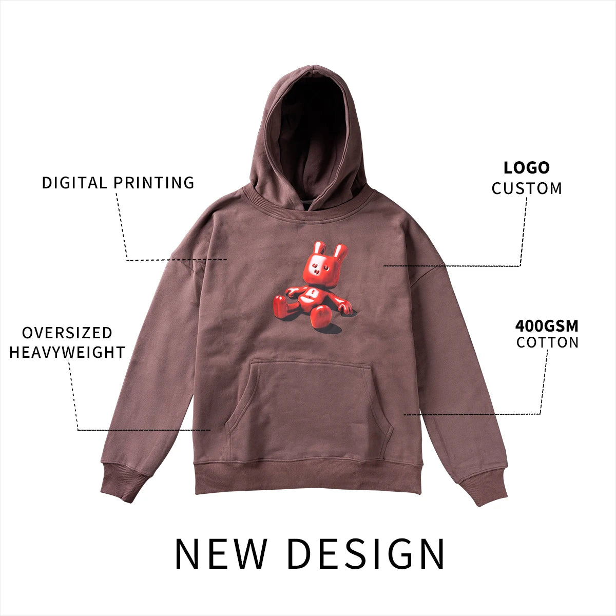 400Gsm 100% Cotton Oversized Heavyweight Vintage DTG Design Hoodie Custom logo Streetwear Graphic Hoodie for Men