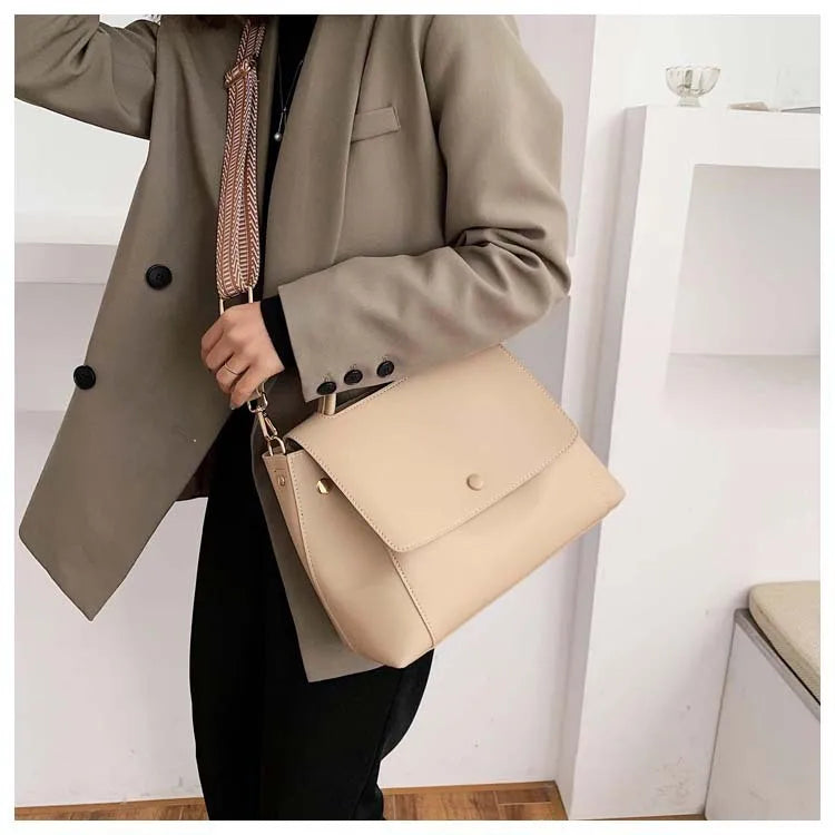 Fashion PU Leather Women Handbag High Capacity 2024 Winter Solid Color Female Shoulder Crossbody Bag Travel Lady Totes Blue