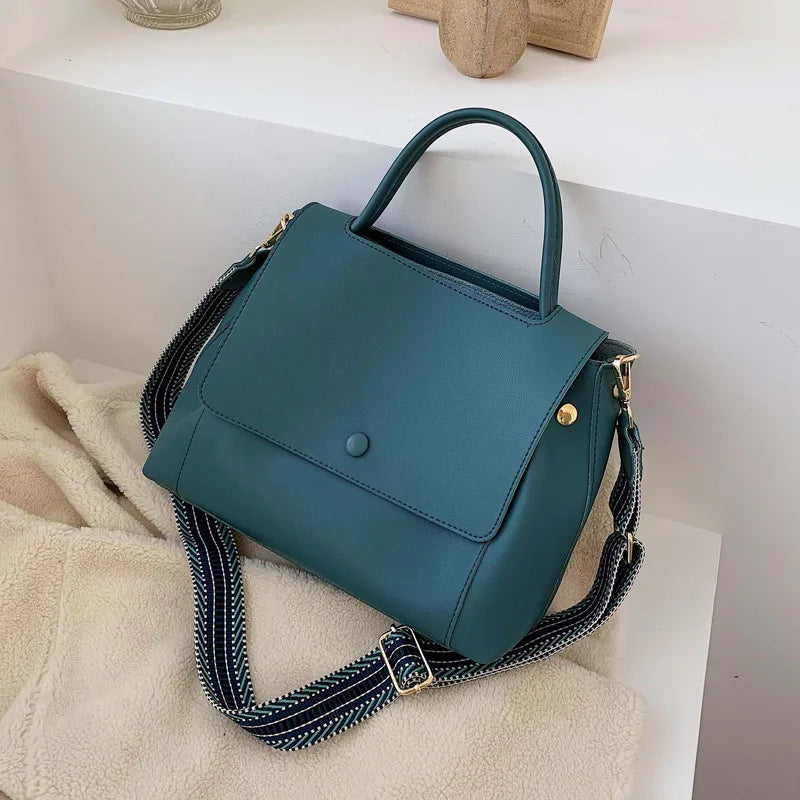 Fashion PU Leather Women Handbag High Capacity 2024 Winter Solid Color Female Shoulder Crossbody Bag Travel Lady Totes Blue