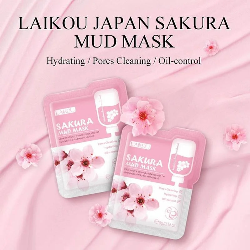 14pc Sakura Mud Face Mask + Sleeping Masks Anti Wrinkle Night Facial Packs Skin Clean Dark Circle Moisturize Anti-Aging Skincare