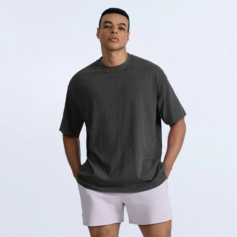 Custom Oversized Men's Short Sleeve Cotton T-shirt High Quality Acid Wash t Shirt Men Blank Men's T-shirts