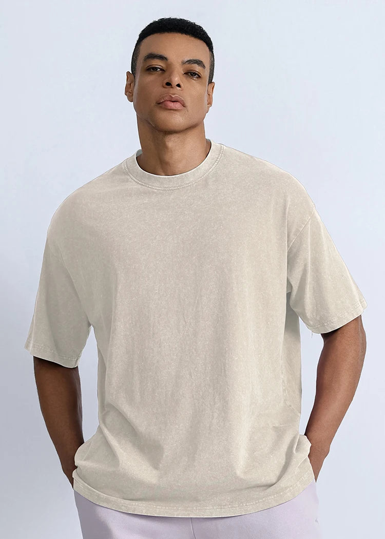 Custom Oversized Men's Short Sleeve Cotton T-shirt High Quality Acid Wash t Shirt Men Blank Men's T-shirts