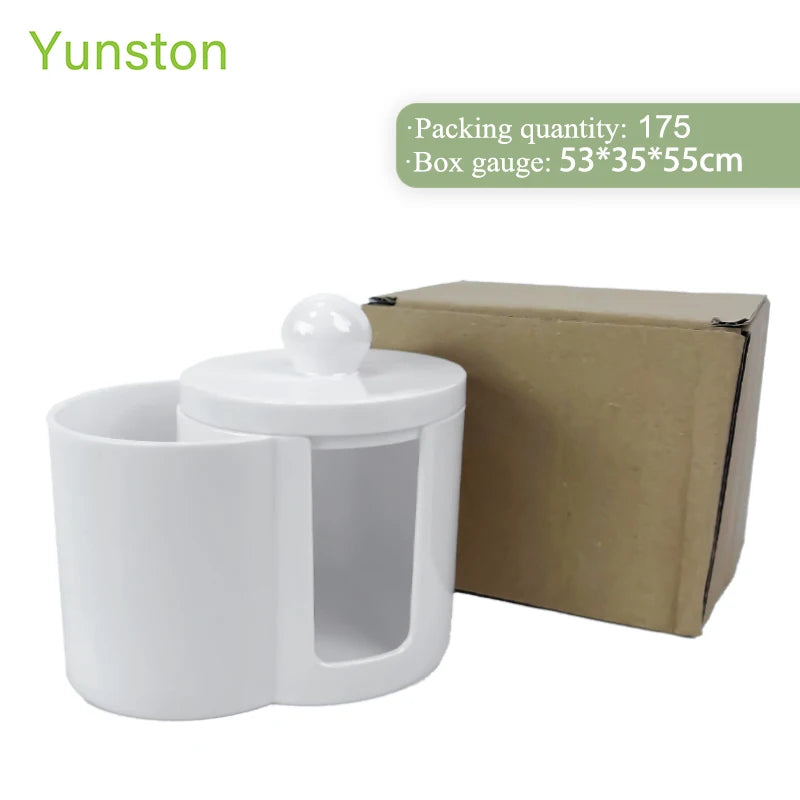 2024 New Hot White Plastic Cotton Swabs with Lid Cosmetic Cotton Pads 2 in 1 Organizer Three Kinds of Lids to Choose From