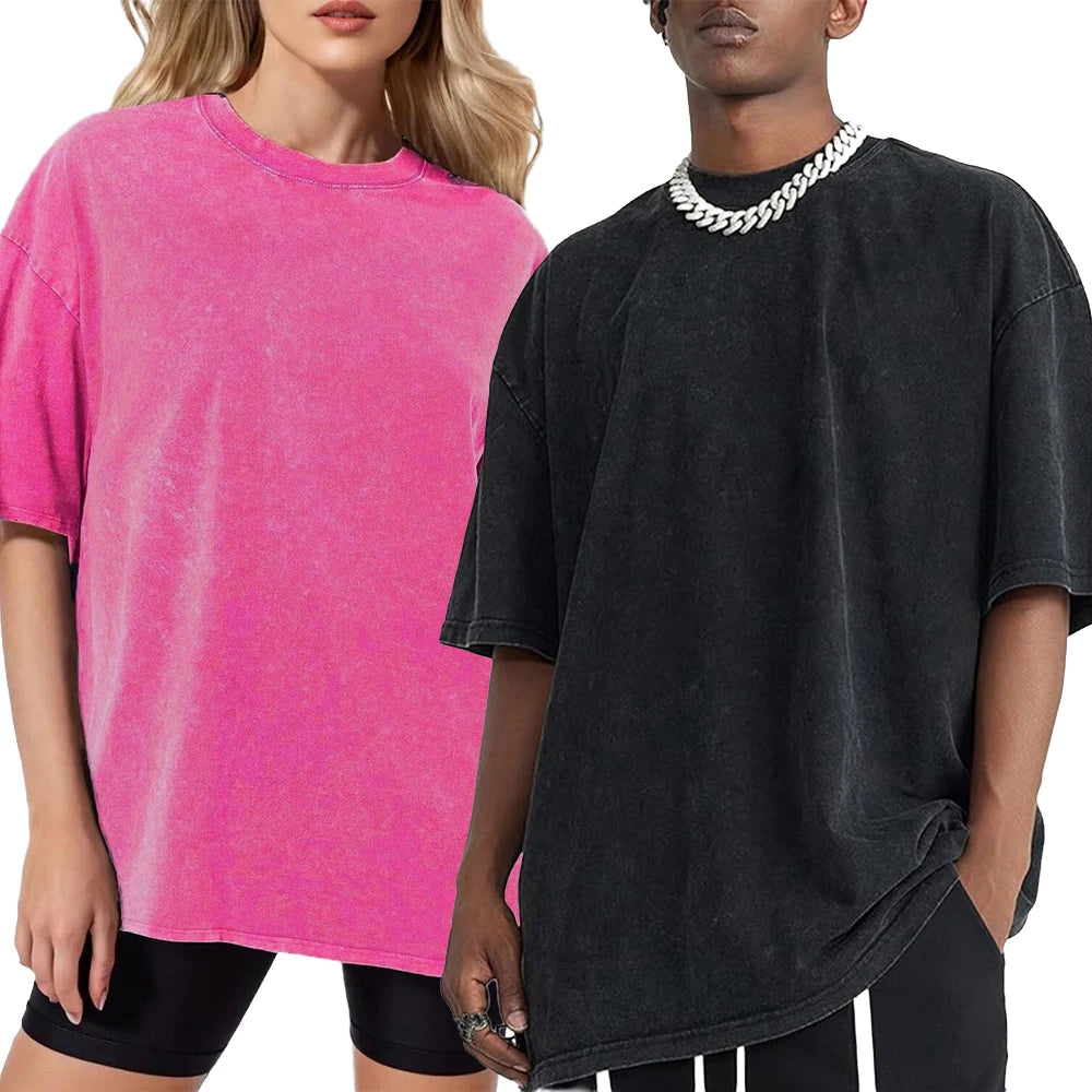 US Warehouse Ready 260G Cotton Vintage Washed Men T Shirt Bulk Orders