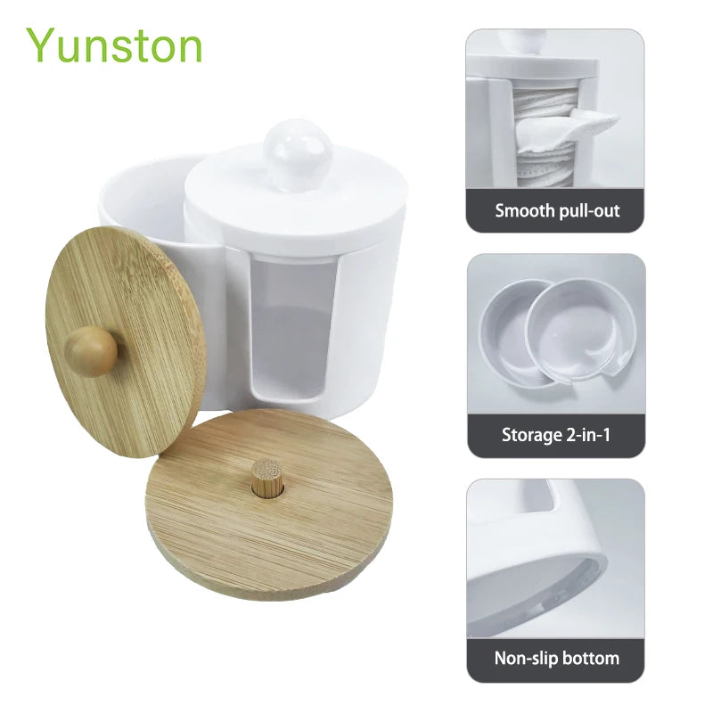2024 New Hot White Plastic Cotton Swabs with Lid Cosmetic Cotton Pads 2 in 1 Organizer Three Kinds of Lids to Choose From