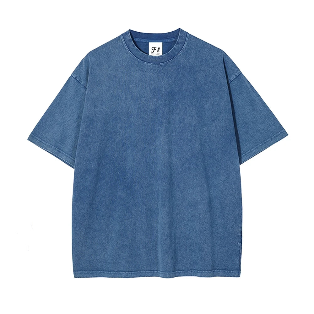 US Stock 260gsm Vintage Washed Cotton T Shirt Men Heavyweight Blank Tee Bulk Supply