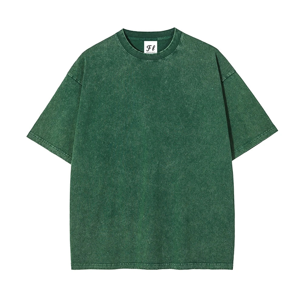 Premium Vintage Washed 260gsm Cotton T Shirt Men Heavyweight USA Stock Apparel