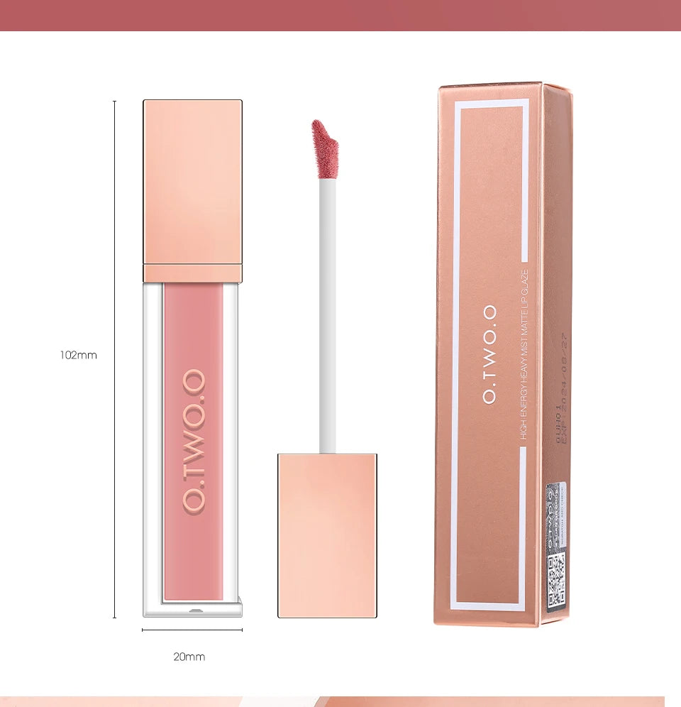 O.TWO.O 12 Color Liquid Lipstick Matte Finish Sexy Silky Lip Gloss Waterproof Kiss-proof Lasting Lip Glaze Lip Tint Cosmetics