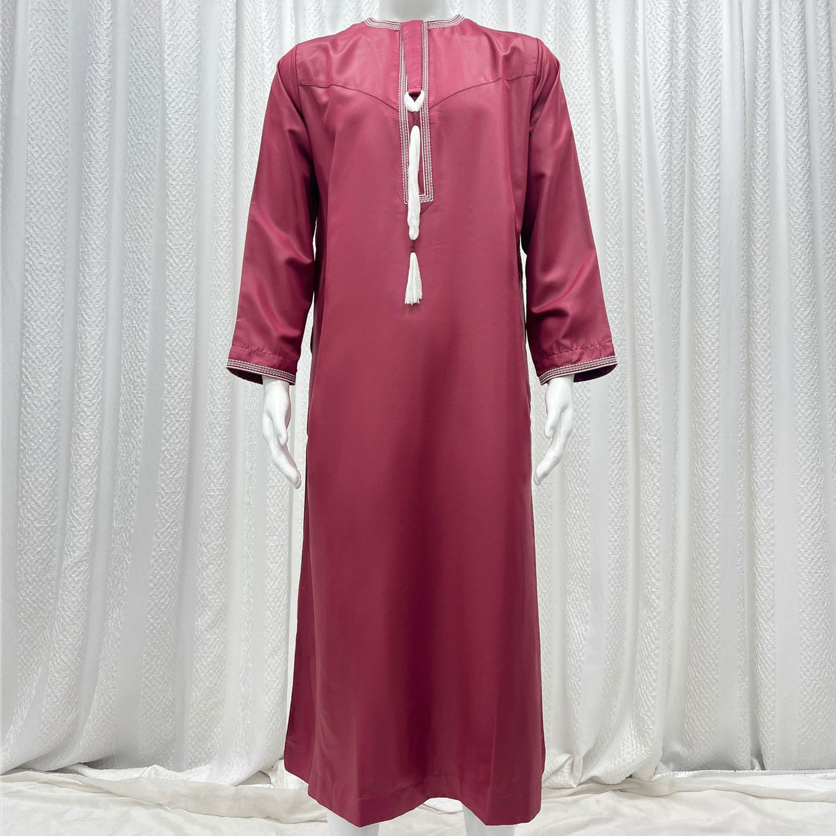 Eid Ramadan Muslim Men Long Robe Round Neck Embroidered Oman Dubai Arabian Saudi Male Jubba Thobe Adults Abayas Islamic Kamis