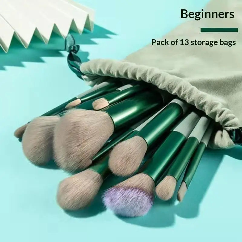 13 Pcs Professional Makeup Brush Set with Accessories for Combination Skin Soft Brushes Suitable for Beginners Beauty Kit