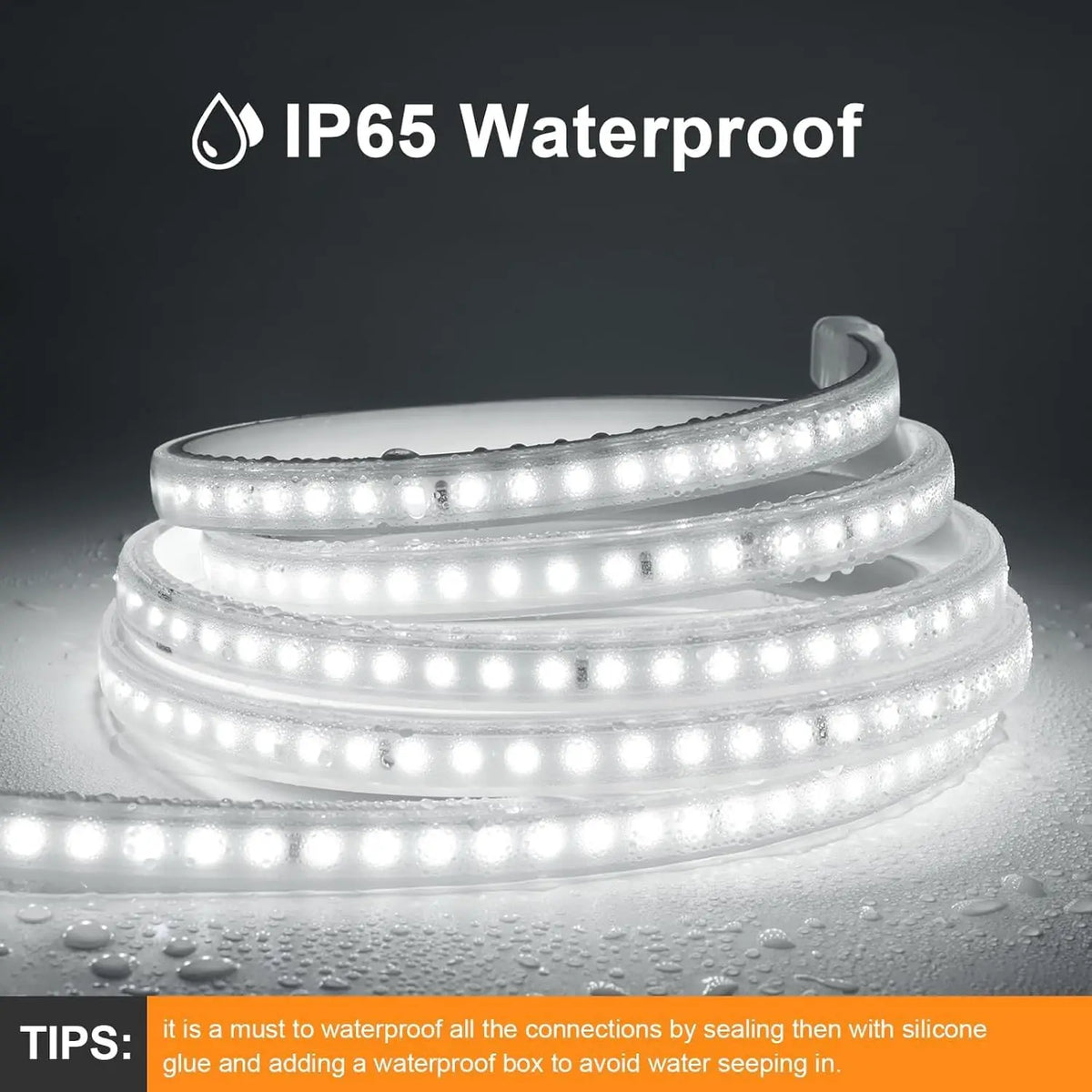 LED Strip Lights 120LEDs/M Waterproof Indoor&Outdoor Rope Light for Garden Patio Kitchen Bedroom Living Room Under Cabinet Decor