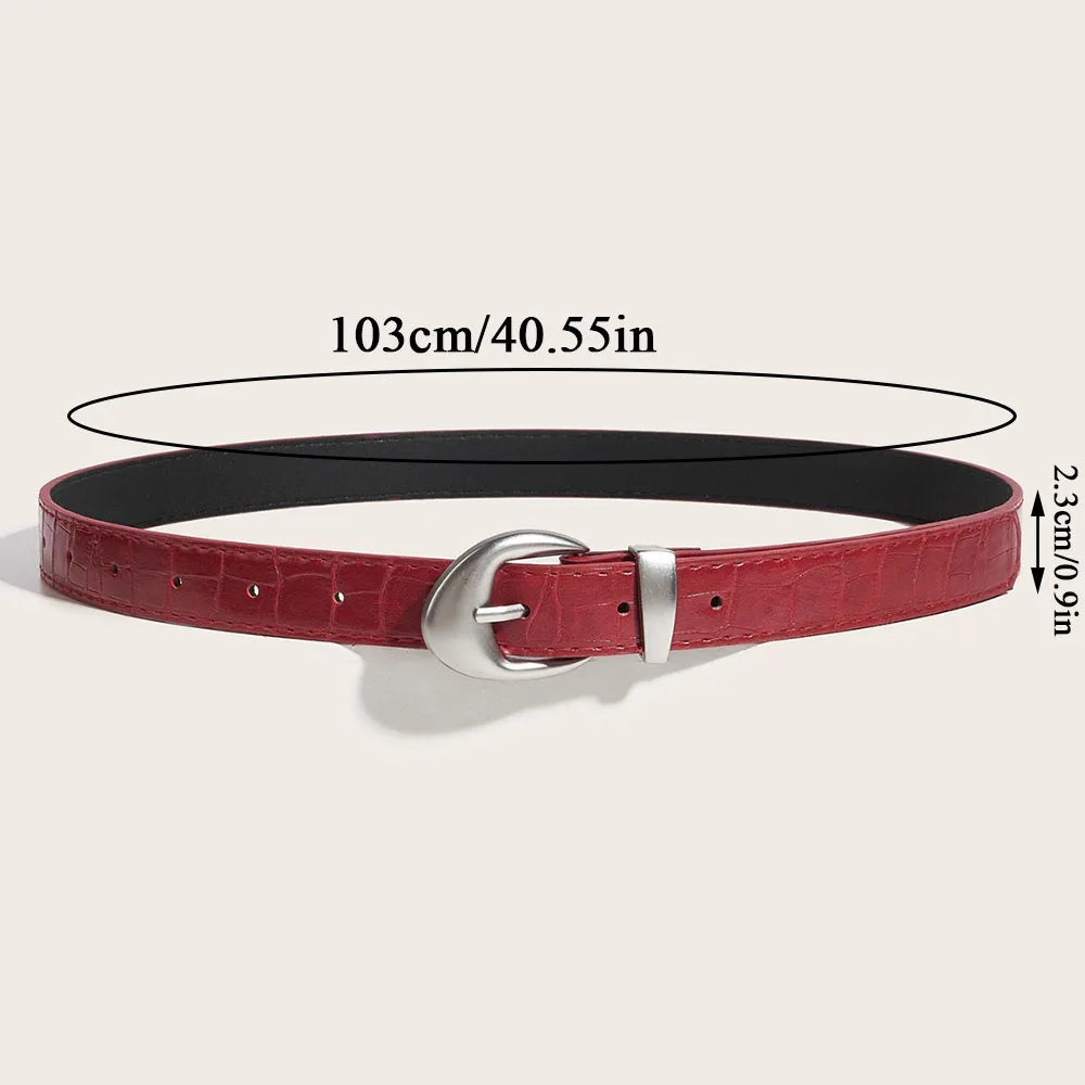Vintage Classic Crocodile Pattern Belts Y2K Women Belt American Fashion Belt Simple Pin Buckle Red Black Skirts Jeans Waist Belt