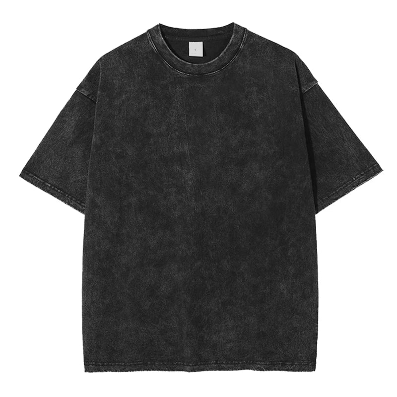Washed And Distressed 230g Heavyweight Cotton Short Sleeved T-shirt Versatile Men Women Summer Solid Color Loose T Shirts Top