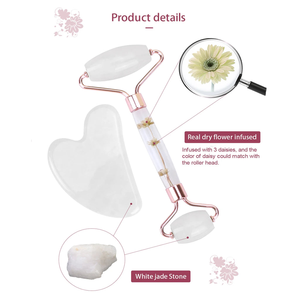 Gua Sha&Jade Roller Set Natural Jade Massager For Face Neck Body Care Beauty Health Skin Care Tools Facial Slim Lift Scraping