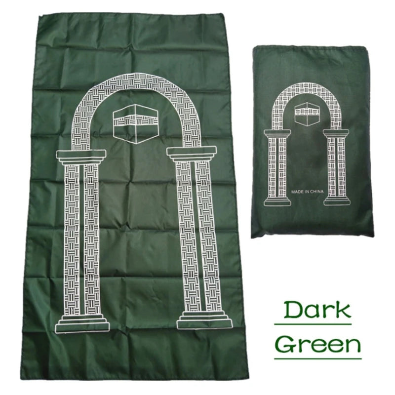 Portable Muslim Prayer Rug Waterproof PU Braided Mat Simply Print Pouch Travel Home Blanket 60x100CM