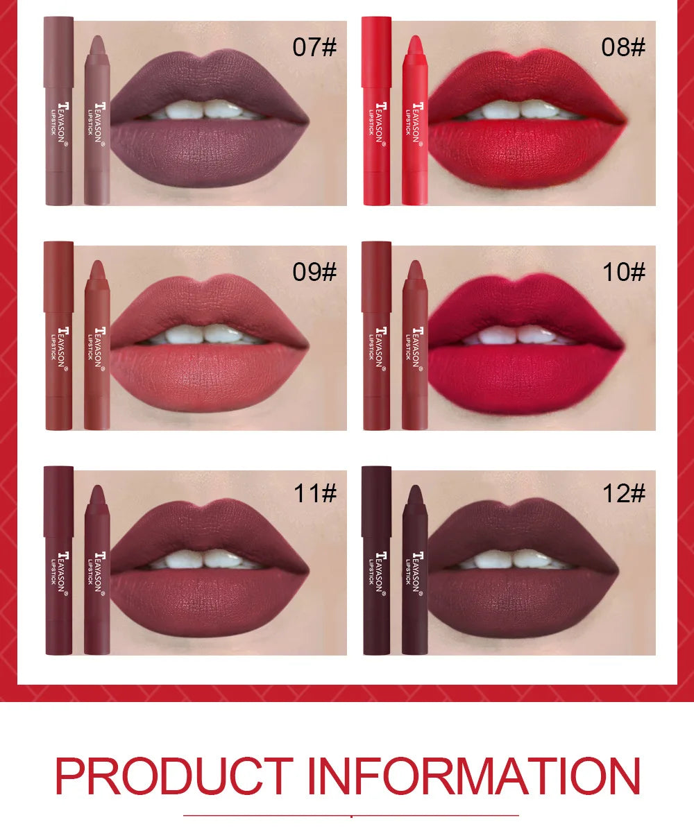 Matte Lipstick Easy Coloring Non-Stick Cup Long-Lasting Comfortable Wear Lip Makeup for Women