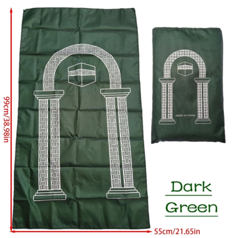 Portable Muslim Prayer Rug Waterproof PU Braided Mat Simply Print Pouch Travel Home Blanket 60x100CM