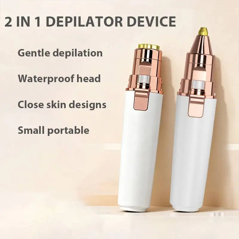 Eyebrow Trimmer, Hair Removal Device, 2 IN 1 Hair Removal Instrument, Mini Razor Painless Hair Remover with Built-in LED Light