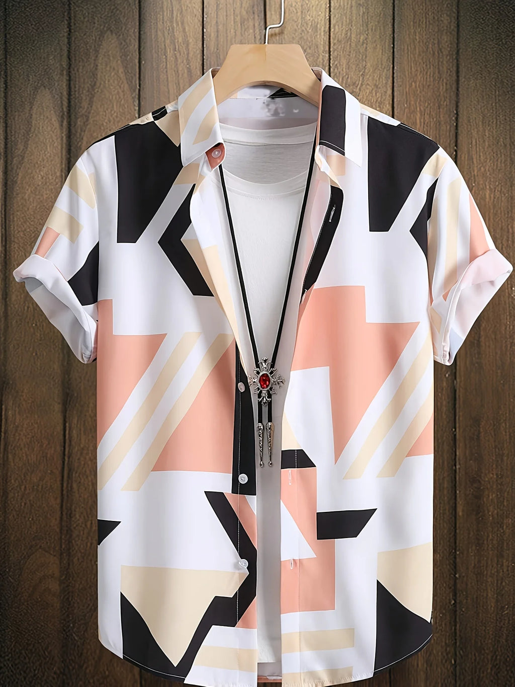Light Wrinkle Resistant Hawaii Shirt Men Simple Vertical Striped Print Loose Summer Travel Casual Blouse