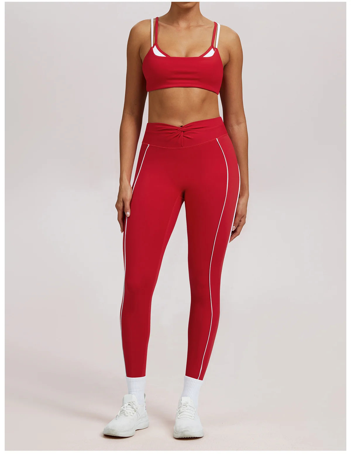 Yoga Leggings Women's Workout Gym Running Fitness Pants High Waist Ruched Contrast Piping Butt Lifting Slim Squat Proof Stretchy