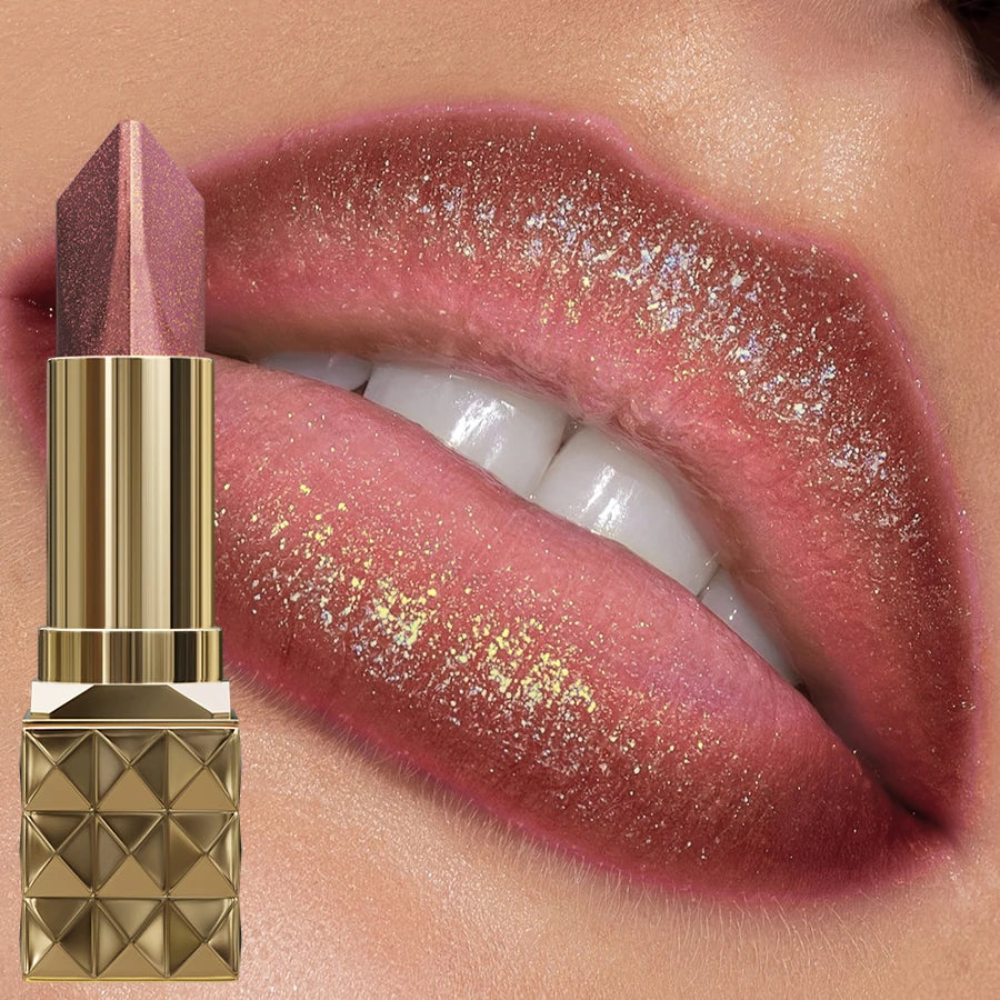 4 Color Glitter Two Tone Lipstick Matte Pearlescent Lip Tint,Shiny Metallic Lip Senior Lip Korean Makeup Gifts Lip Gloss Lip Oil