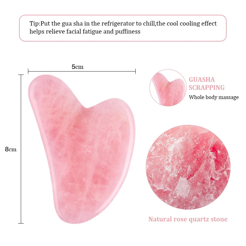 Rose Quartz Gua Sha For Face Massager Skin Scraping GuaSha Lifting Natural Jade Massage for Face Gouache Scraper Wrinkle Remover