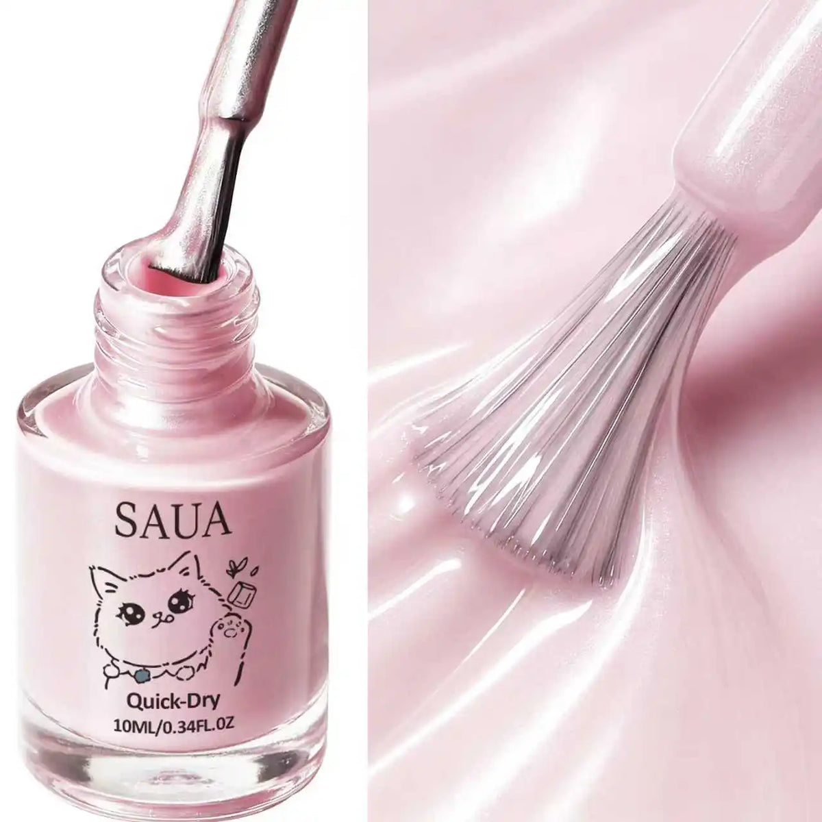 Pink Pearlescent Nail Polish; Quick-Drying, No Lamp Required, Long-Lasting Formula; Adds a Pearly Sheen and Brightens the Nail S