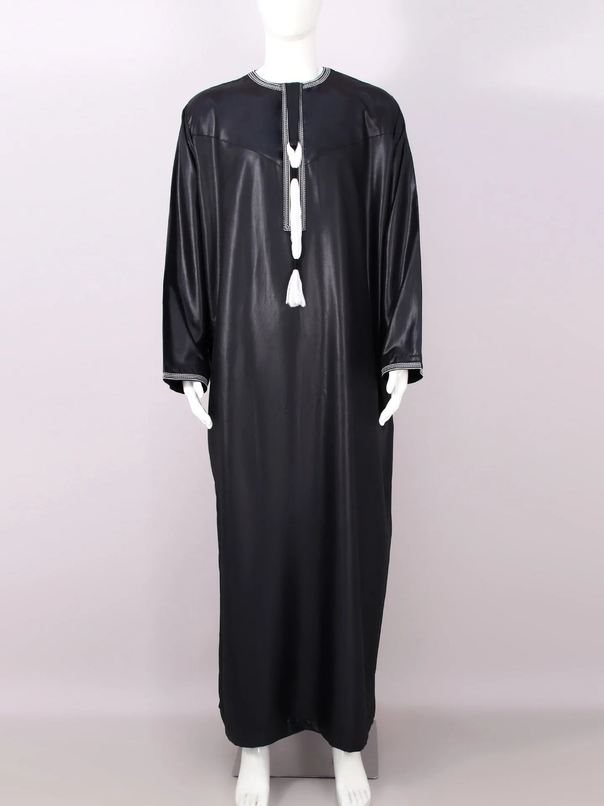 Eid Ramadan Muslim Men Long Robe Round Neck Embroidered Oman Dubai Arabian Saudi Male Jubba Thobe Adults Abayas Islamic Kamis