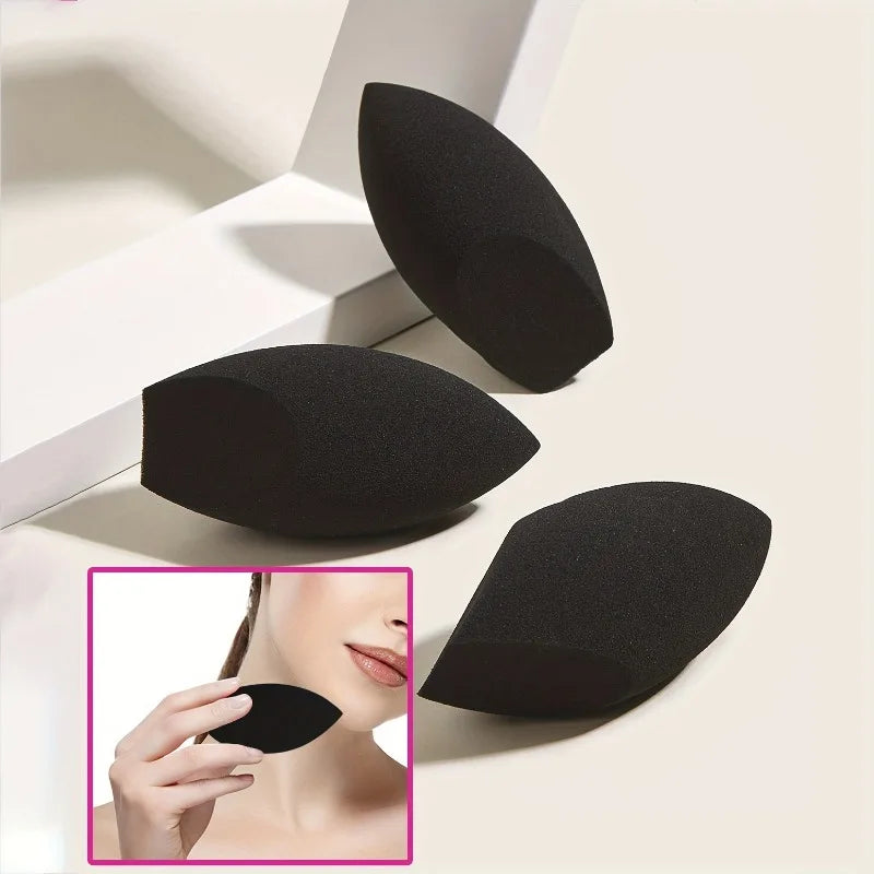 3 PCS Beauty Blender  Foundation Makeup Sponge  - Black Shape , Reusable Makeup Applicator