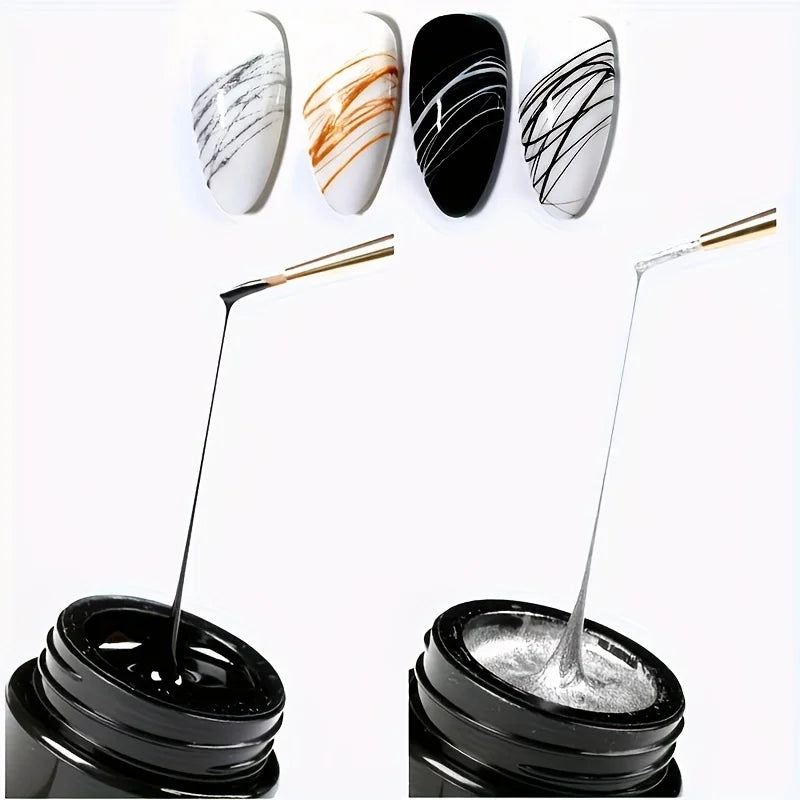 Nail Art Elastic Gel Polish for Carving and Painting Designs, 4 Colors