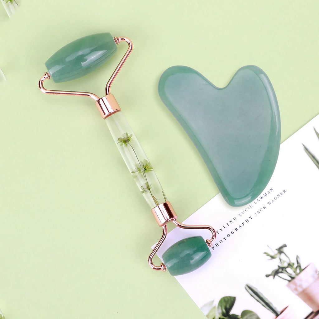 Gua Sha&Jade Roller Set Natural Jade Massager For Face Neck Body Care Beauty Health Skin Care Tools Facial Slim Lift Scraping