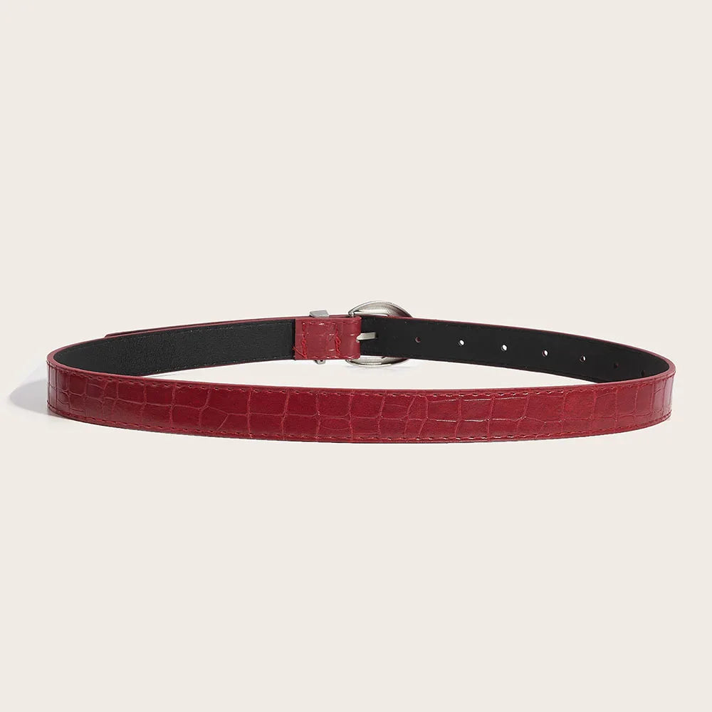 Vintage Classic Crocodile Pattern Belts Y2K Women Belt American Fashion Belt Simple Pin Buckle Red Black Skirts Jeans Waist Belt