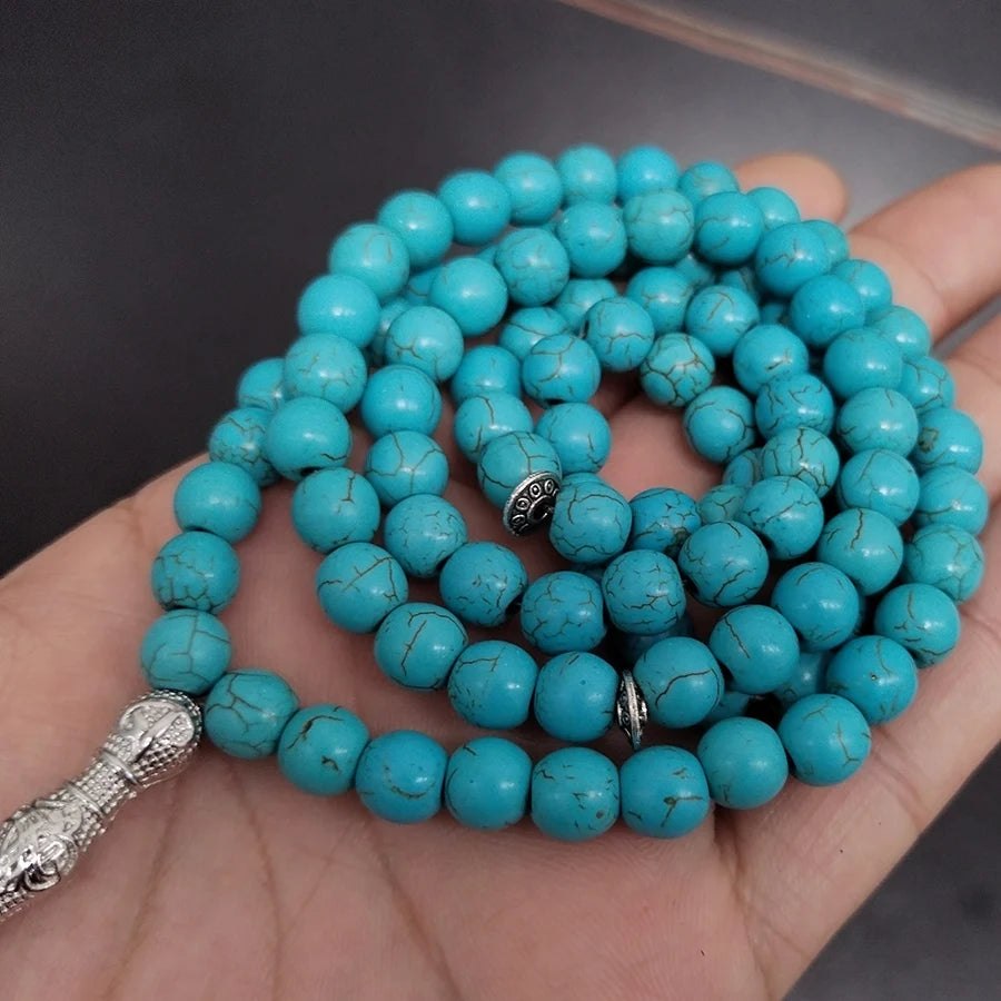 Tasbih Turquoises stone 99 100 Prayer Beads Misbaha Islamic Eid Gift Muslim bracelets