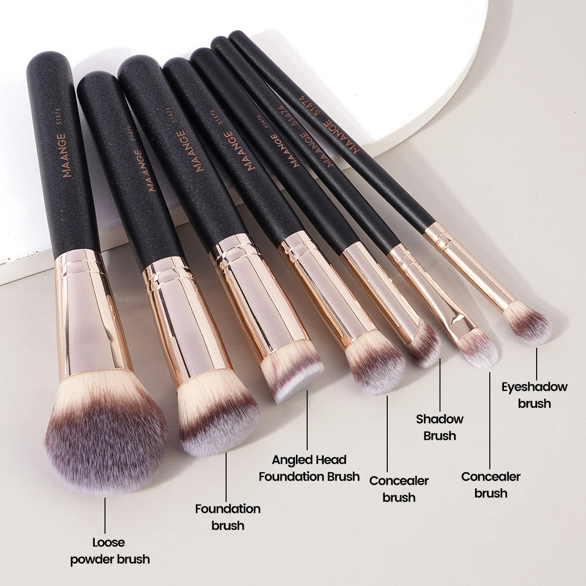 MAANGE 7pcs/set Makeup Brushes for Cosmetic Foundation Powder Concealer Blush Brush Blending Soft Bristles Beauty Tools
