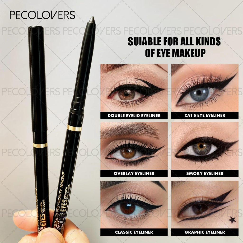 Green Eyeliner Pencil - Waterproof Eye Pen, Long-Lasting For Daily Makeup, Black And Brown, Eye Cosmetic