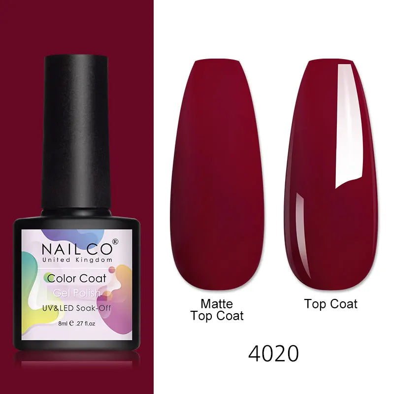 NAILCO 8ml Pink Red Colors Gel Nail Polish Nail Art Varnishes Gel Lacquer Coat LED Nails Manicure Design UV Gel Varnish Soak Off