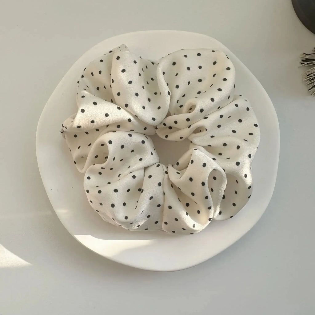 2Pcs Elegant Minimalist Hair Scrunchies for Women Silk Simulation Hair Ties Wave Point Elastic Hair Loop Ponytail Accessories