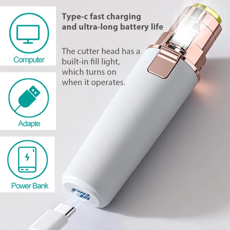 Eyebrow Trimmer, Hair Removal Device, 2 IN 1 Hair Removal Instrument, Mini Razor Painless Hair Remover with Built-in LED Light