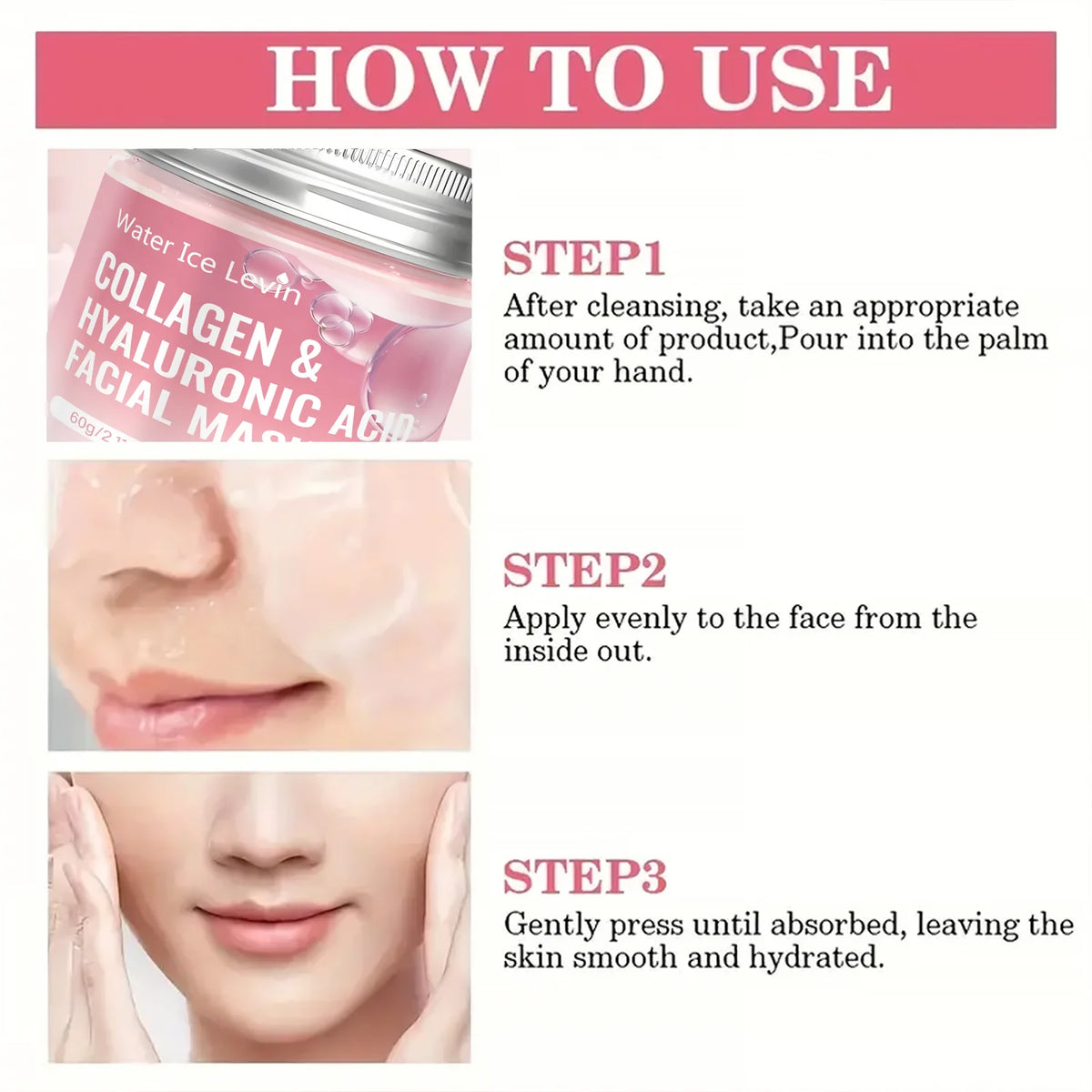 Collagen & Hyaluronic Acid Facial Mask – Firming Moisturizing Face Mask with Niacinamide, Anti Aging Skin Care – 60g