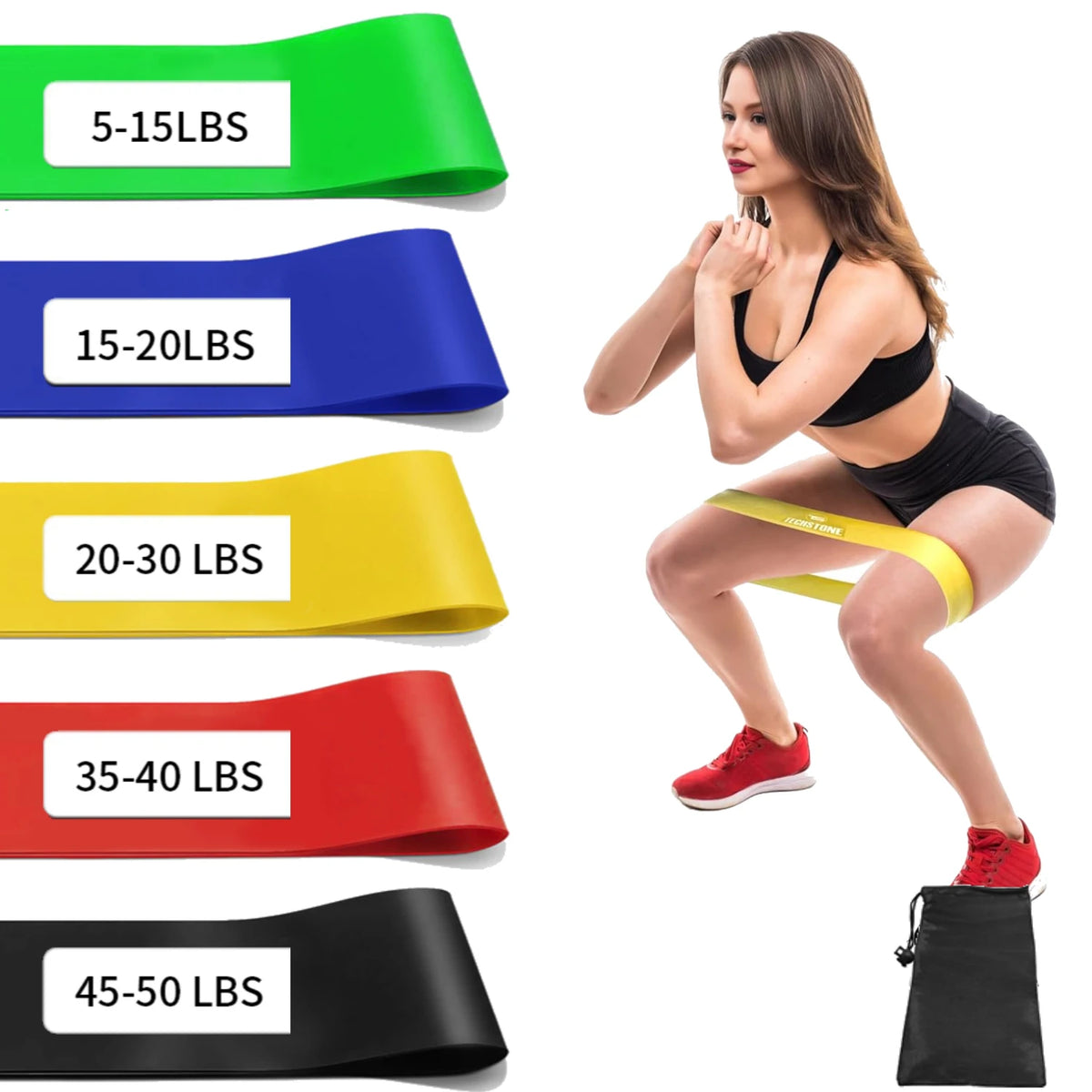 Resistance Bands for Working Out Elastic Exercice Loop Band for Pilates Yoga Starter Set of 5 for Booty Legs Stretch Flexbands